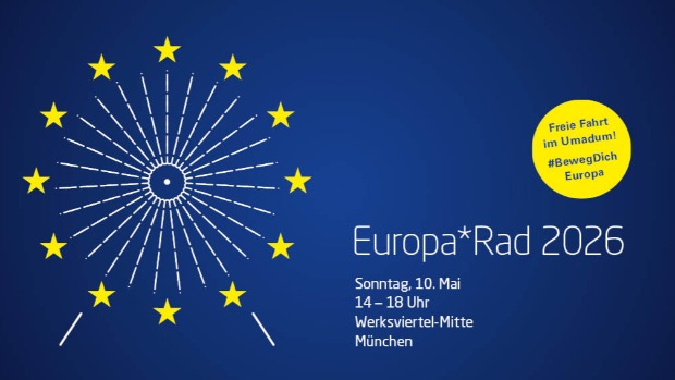 Eine Europaflagge als Riesenrad angedeutet