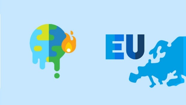 Brennender Erdball und Europäische Union Landkarte